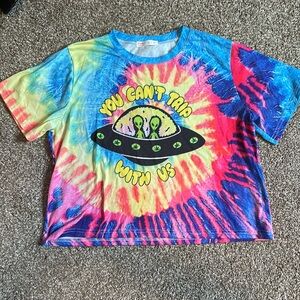 Tie dye alien ufo crop top M